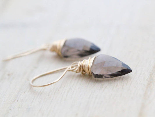 Earrings-Arrow - Smoky Quartz