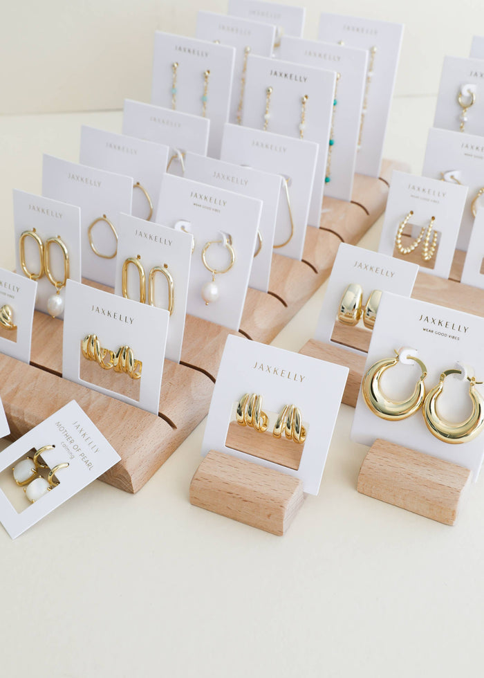 Earrings-Gold Three Hoop Huggies