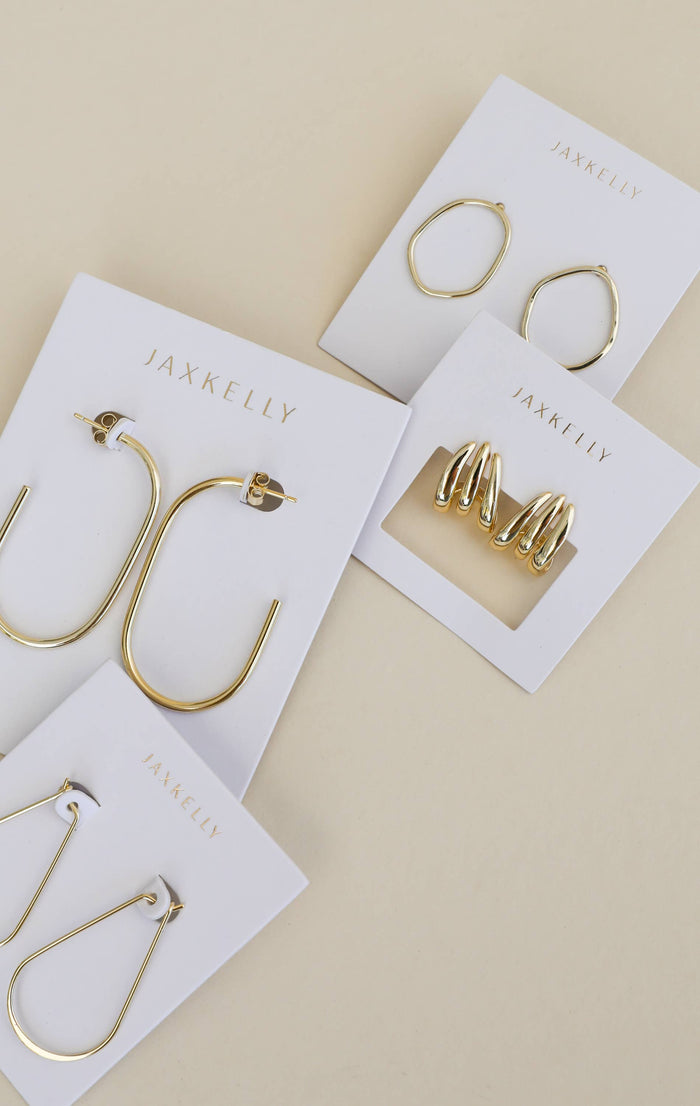 Earrings-Gold Three Hoop Huggies