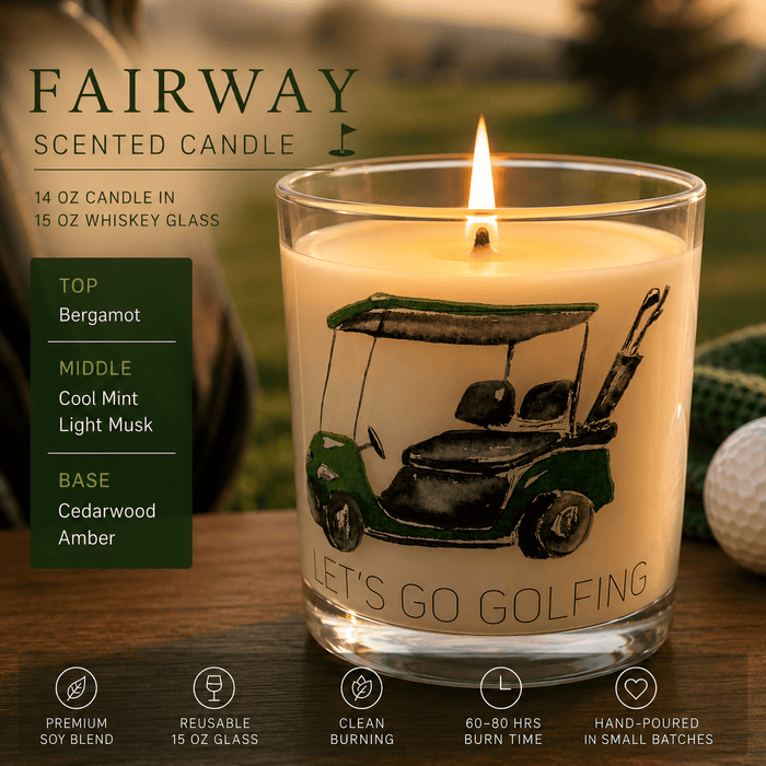 Fairway Scented 14oz Candle in 15oz Whiskey Glass