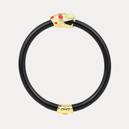 12.01.1058.01.S1,12.01.1058.01.M1,12.01.1058.01.L1,12.01.1058.01.XL1, Fauna Snake All Weather Bangle® (AWB®) - Black | BuDhaGirl