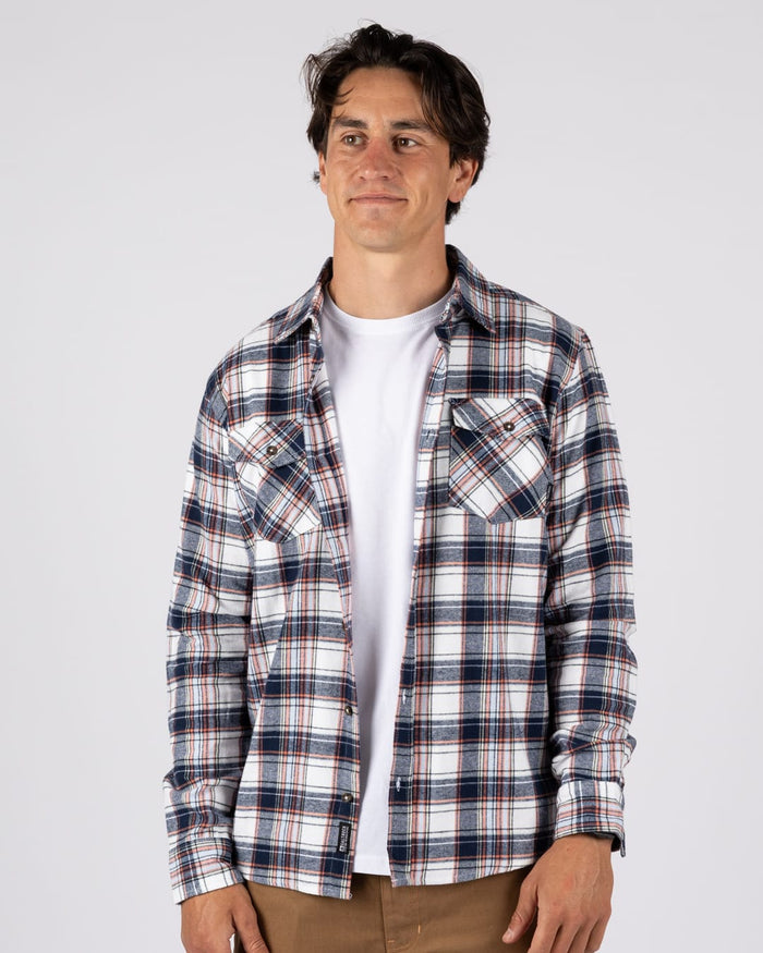 Finni Check Mens Shirt in Dark Blue