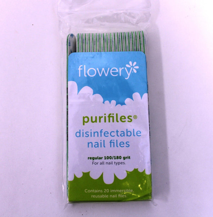 Flowery Purifiles Disinfect Nail Files (Grit 100/180) - 20ct/pack