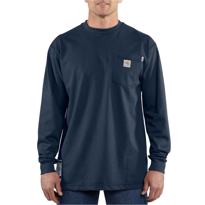 FR FORCE COTTON LONG SLEEVE T-SHIRT - 410-Dark Navy | Carhartt 100235