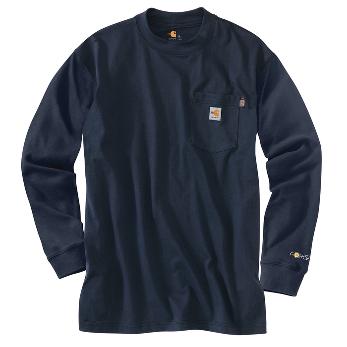 FR FORCE COTTON LONG SLEEVE T-SHIRT - 410-Dark Navy | Carhartt 100235