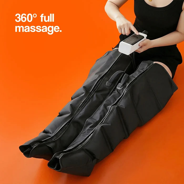Using the Full Leg Compression Massager for a 360-degree full massage.