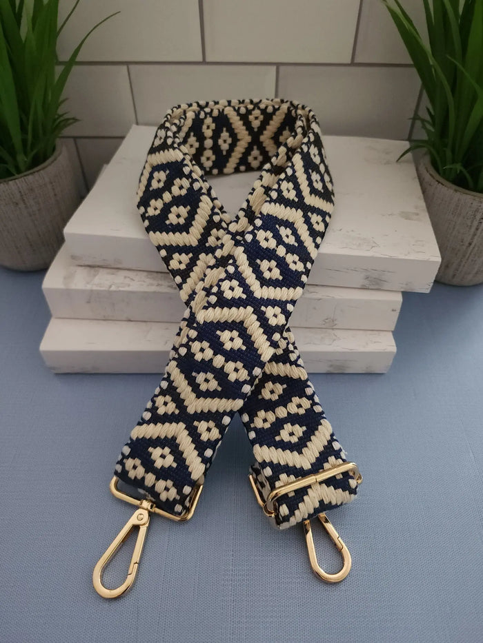 Navy/Cream Diamond Woven