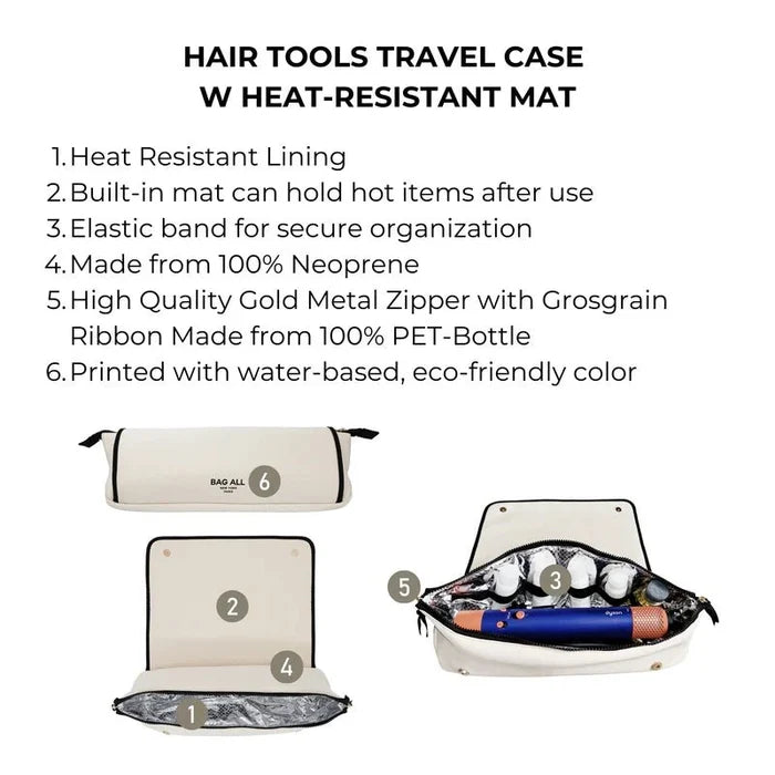 Hair Styling Tools Organizer Travel Bag with Heat-Resistant Mat