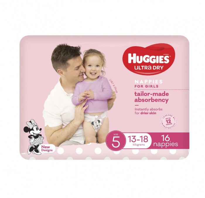 Huggies UltraDry Essentials Nappies Girls Size 5