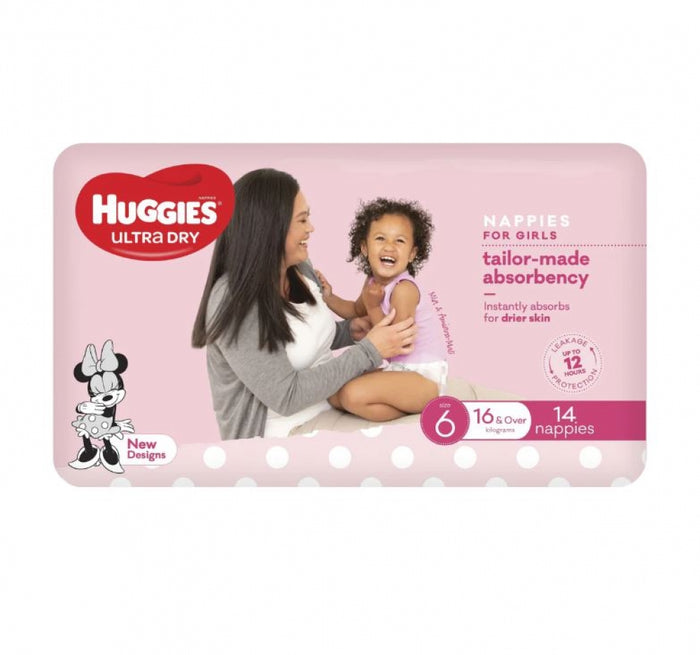 Huggies UltraDry Essentials Nappies Girls Size 6