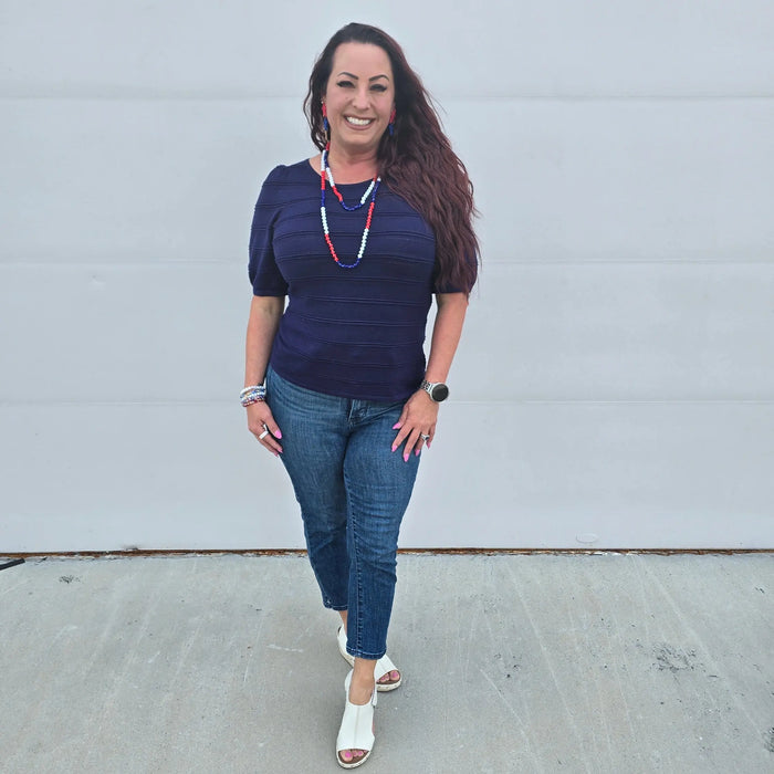 navy blue textured stripes Staccato