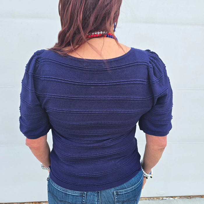 navy blue textured stripes Staccato