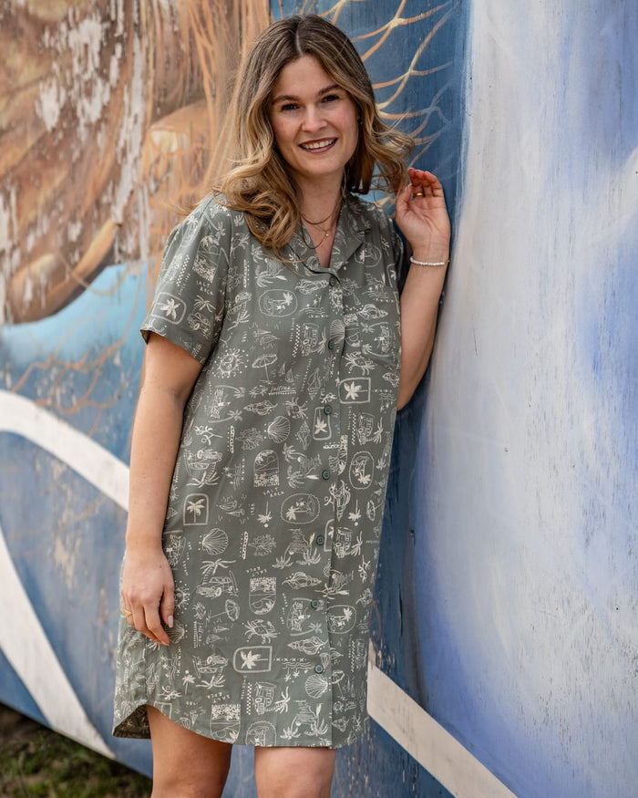 Island Life Womens Dress Light Green