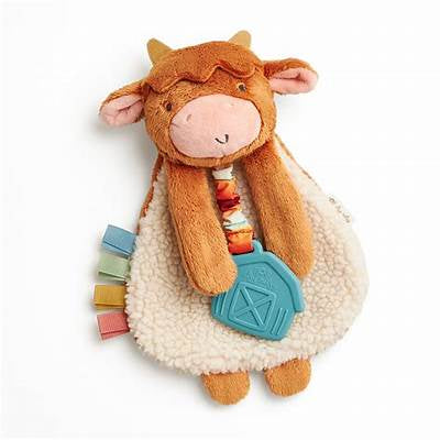 Itzy Lovey Plush Highland Cow w/ Silicone Teether