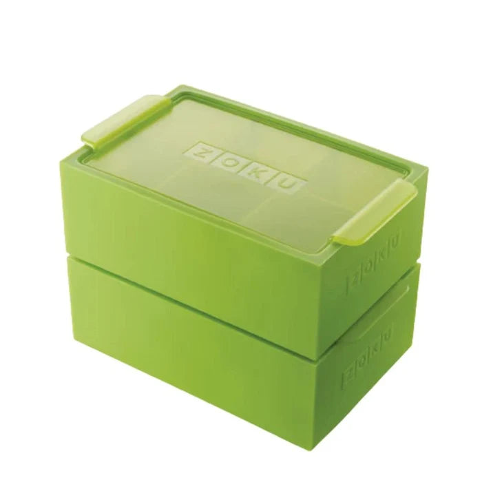 Jumbo Stackable Silicone Ice Cube Tray with Lid – Set of 2 - Green