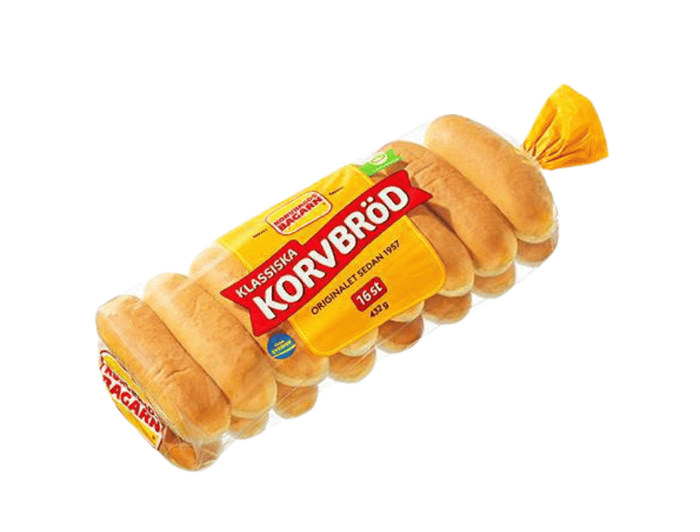 Korvbröds Bagarn Klassiska Korvbröd 16 Hot Dog Buns 432g (15.23 oz) – Authentic Swedish Hot Dog Buns