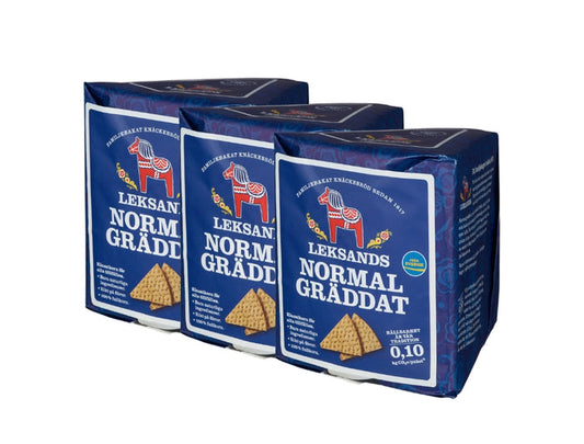 Leksands Normalgräddat Knäckebröd 3 × 200g (3 × 7.05 oz) – Authentic Swedish Crispbread