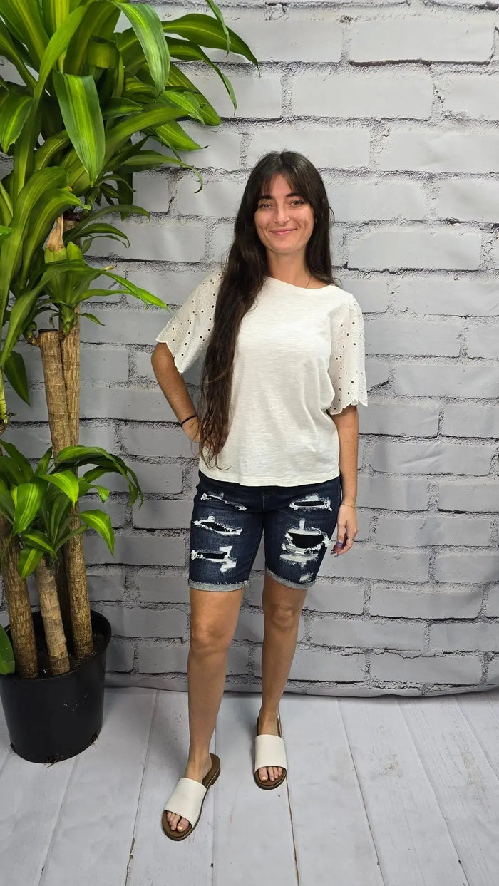 Ivory Lace Sleeve Top beachlunchlouge