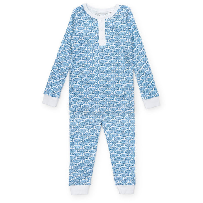 Lila + Hayes Jack Pajama Set in Blue African Elephants