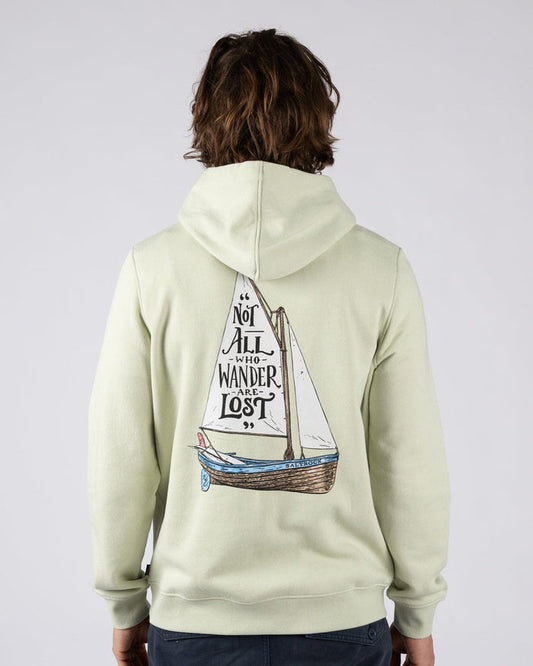 Lost Ships Mens Pop Hoodie in Light Green