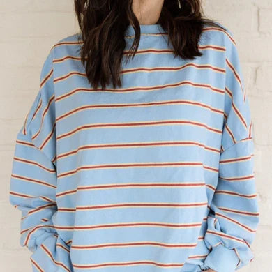Mama Matching Striped Long Sleeve Crewneck