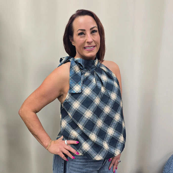 plaid sleeveless THML
