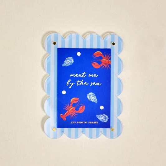Mini Acrylic Picture Frame Blue Stripe 2x3