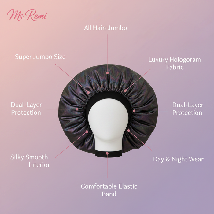 Ms. Remi Luminous Bonnet Super Jumbo, 1 Count, Black