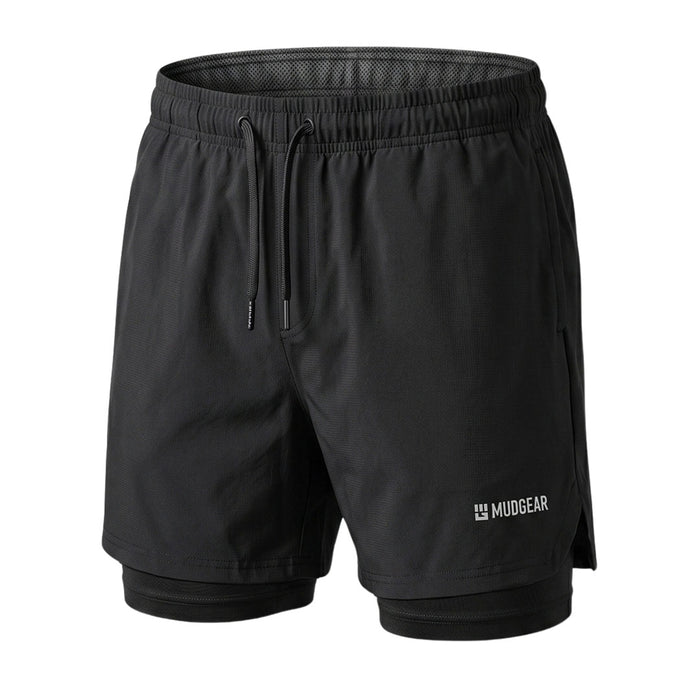 MudGear Men's 2-in-1 Training Shorts - Black