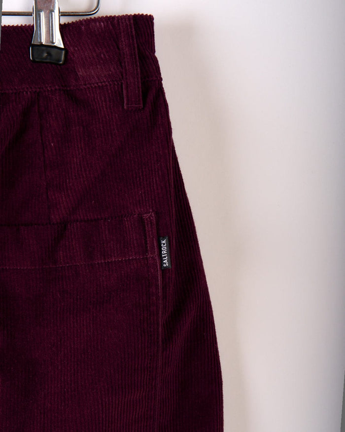 Ogden Cord Womens Straight Leg Cord Trousers in Burgundy