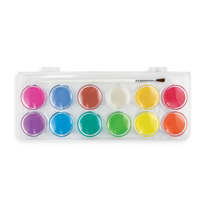 Ooly Chroma Blends Pearlescent Watercolor Paint Set 12 Colors w/ Brush