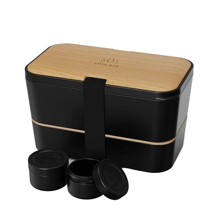 Original Adult Bento Box with Cutlery - Wood Black & Bamboo