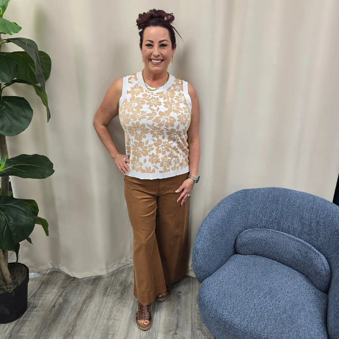 beige floral tank Staccato