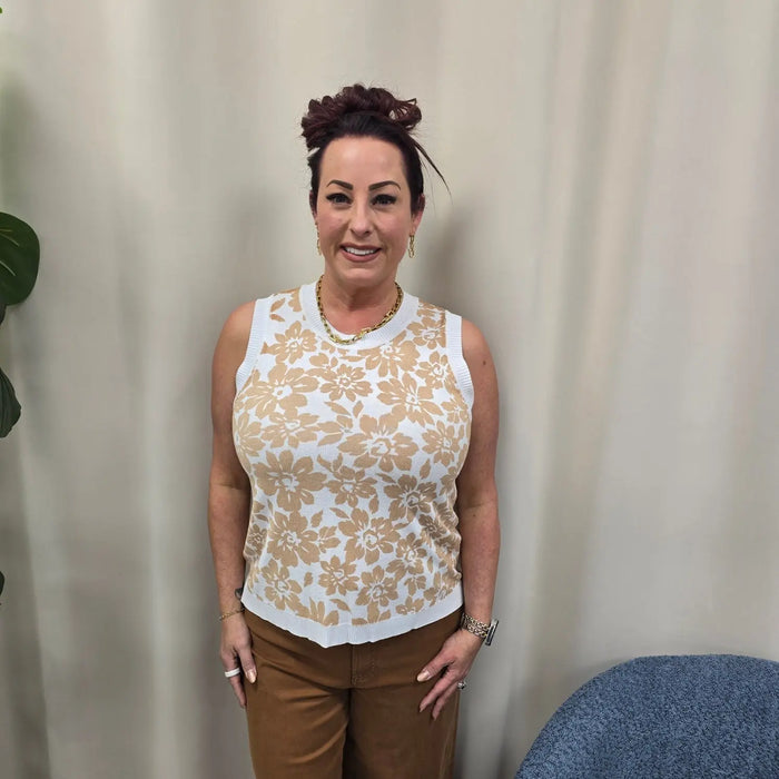 beige floral tank Staccato