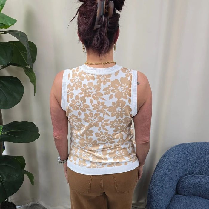 beige floral tank Staccato