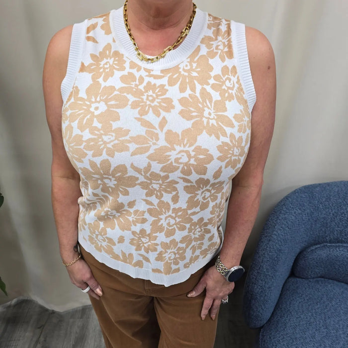 beige floral tank Staccato
