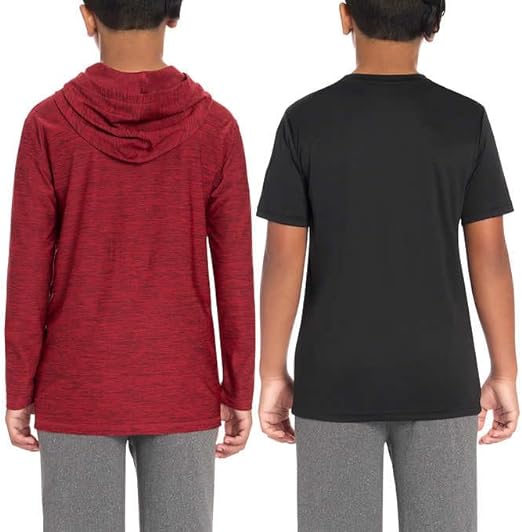 Puma Boys Tops, Short Sleeve T-Shirt With Hooded Top (Medium,Black & Red) - Shoppers-kart.com
