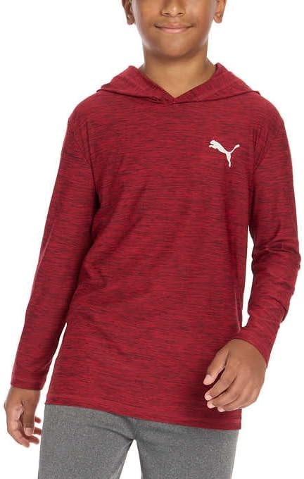 Puma Boys Tops, Short Sleeve T-Shirt With Hooded Top (Medium,Black & Red) - Shoppers-kart.com