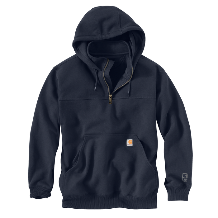 RAIN DEFENDER PAXTON HEAVYWEIGHT HOODED ZIP MOCK SWEATSHIRT - 472-New Navy | Carhartt 100617