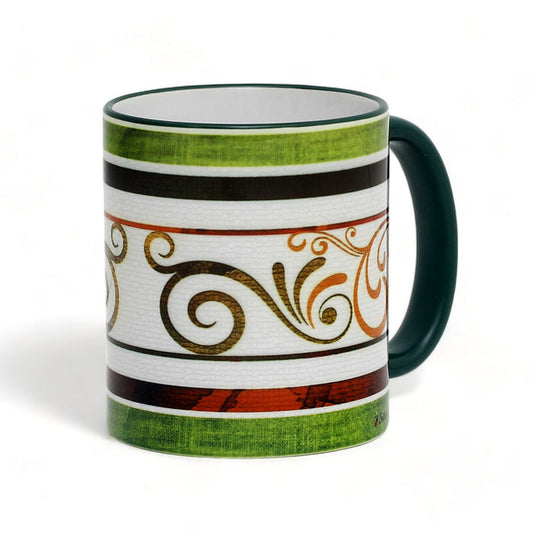 RICCO ITALIA PALIO: Ricco Italia Mug Green Handle+Rim - by Mario Bruno (Design 6400)