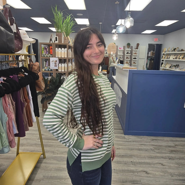 Sage Stripe Pullover Tribal