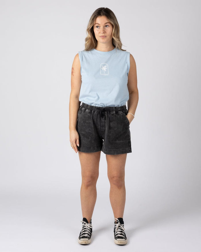 Santano Womens Short in Washed Black