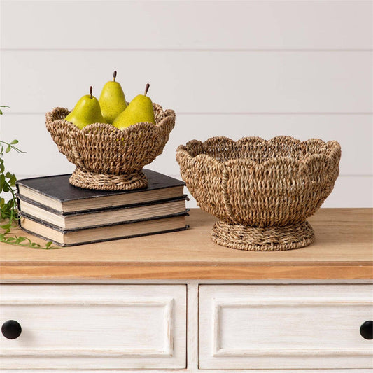 Scalloped Edge Seagrass Bowls - Magnolia Lane co. Home + Garden + Gift