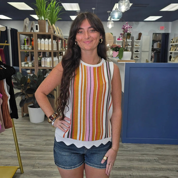 Striped Marigold Tank Tribal