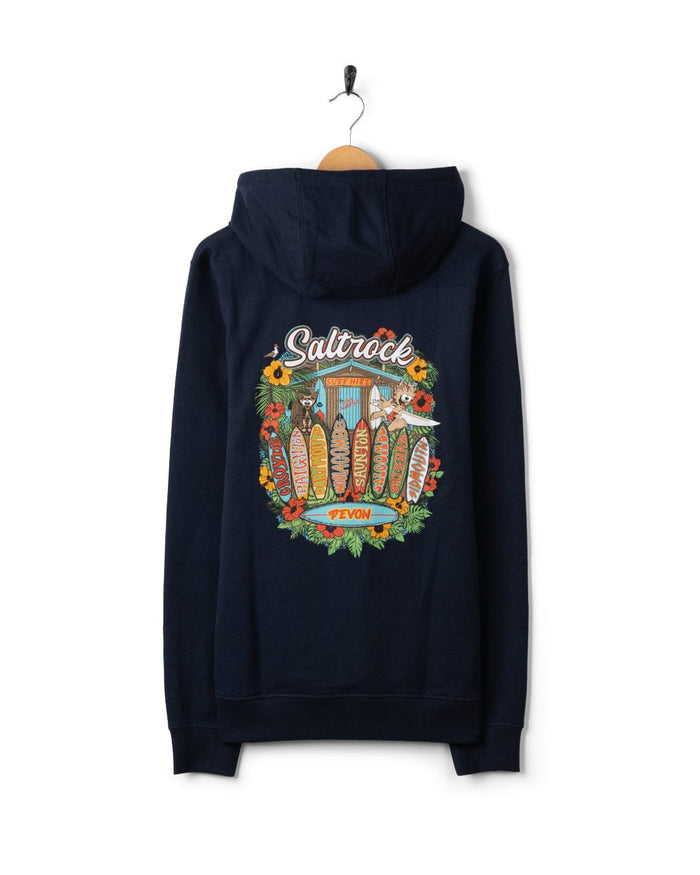 Surfshack Devon Mens Pop Hoodie in Blue