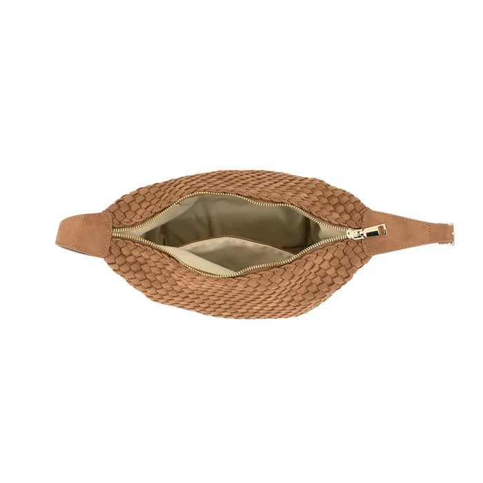 Tan Woven Adjustable Crossbody / Shoulder Bag