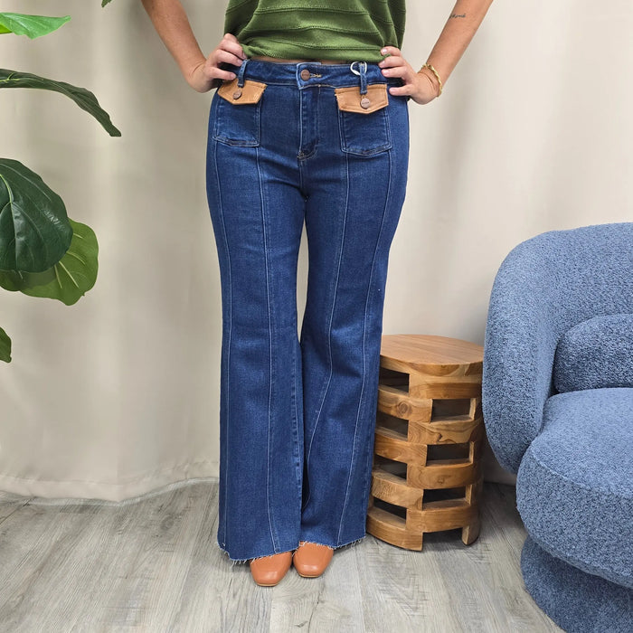 leather pocket flare risen
