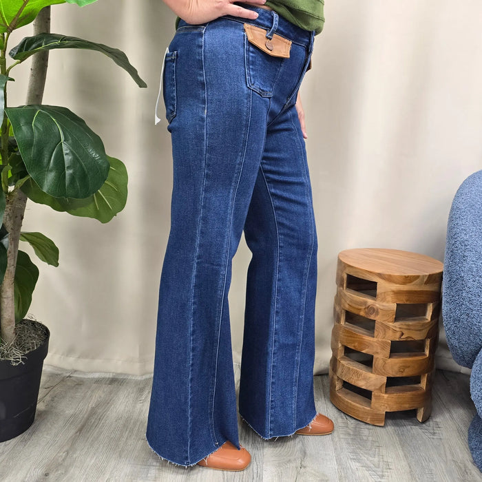 leather pocket flare risen
