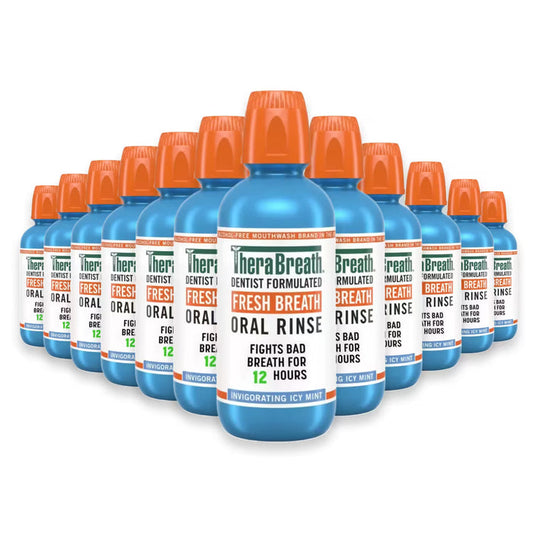 TheraBreath Oral Rinse Icy Mint, Alcohol Free  16 oz – 12 Pack