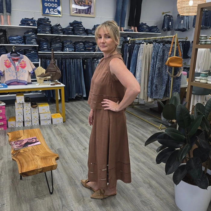 Brn shirt & skirt set mustard seed